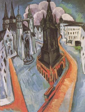 Ernst Ludwig Kirchner The Red Tower in Halle (mk09) Norge oil painting art